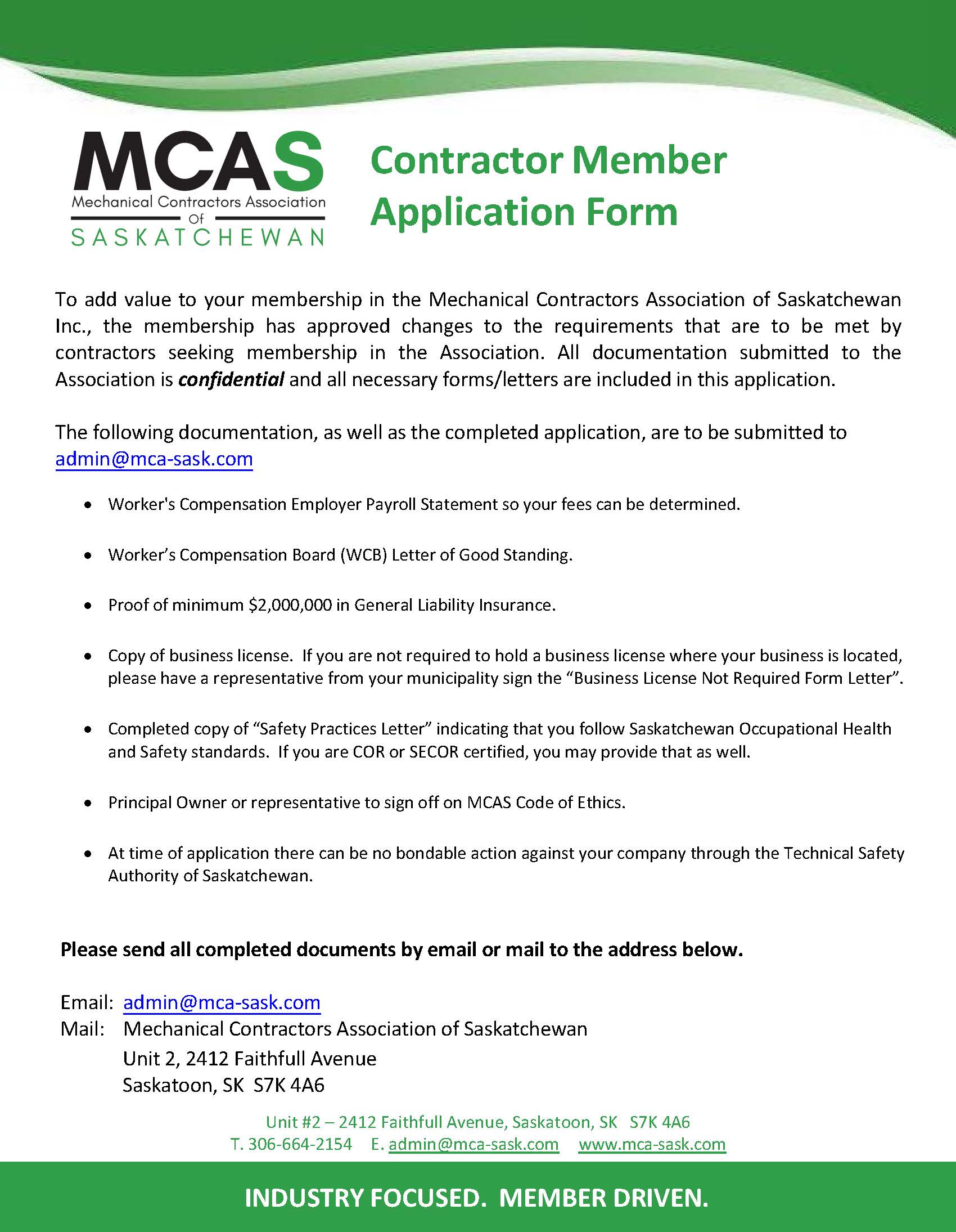 Contractor Application Forms Page 1