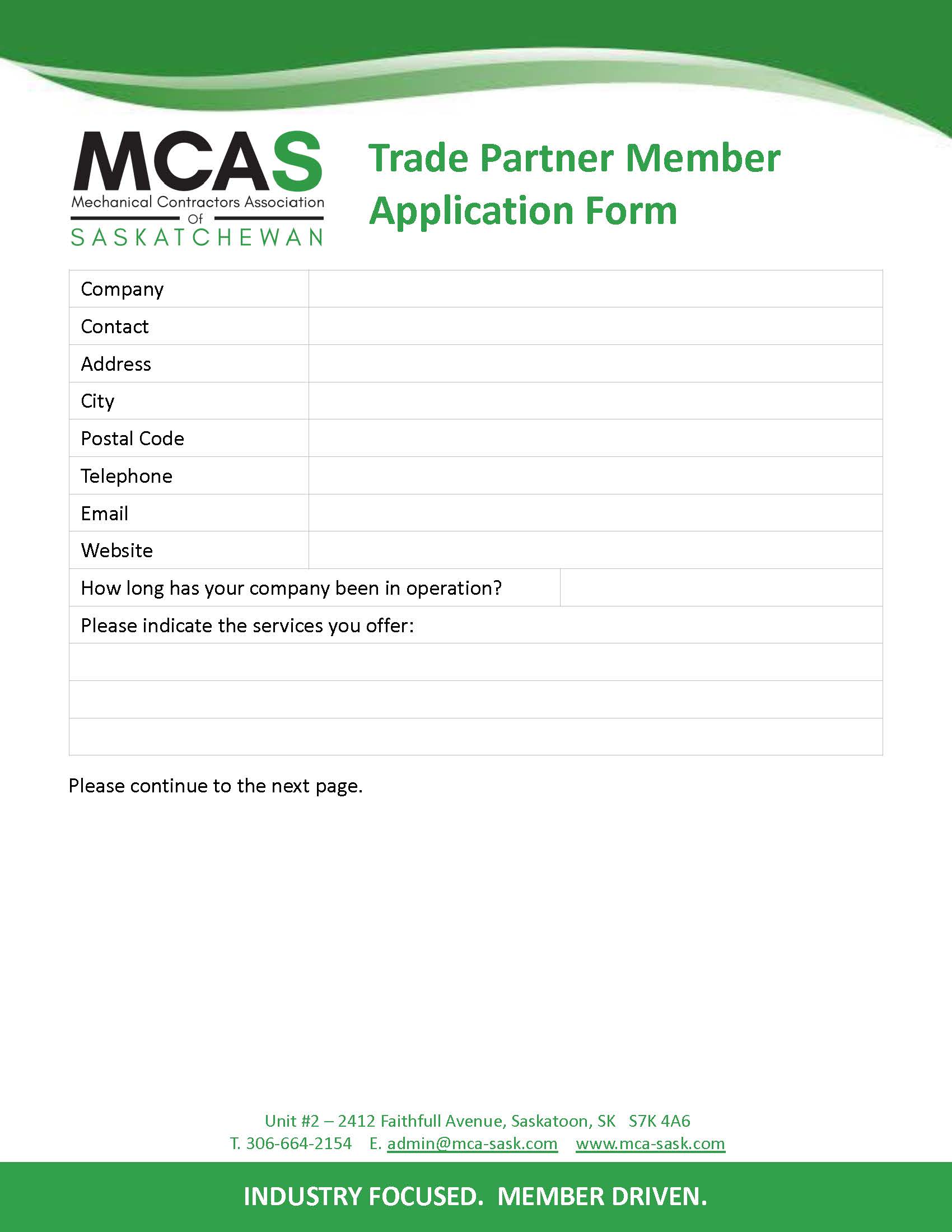 2025 Trade Partner Member Application Form Page 1